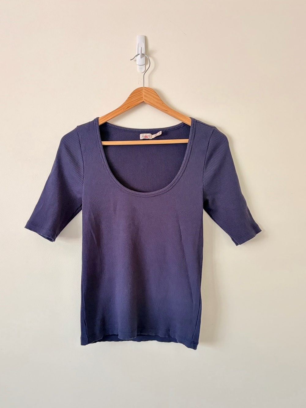 Faherty Ribbed Scoop Neck Short Sleeve Top - Navy